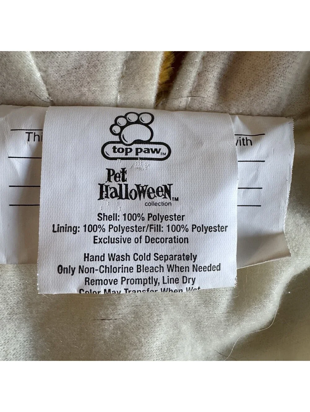 Top Paw Lion Dog Costume Coat Jacket For Dogs Size Medium With Hood